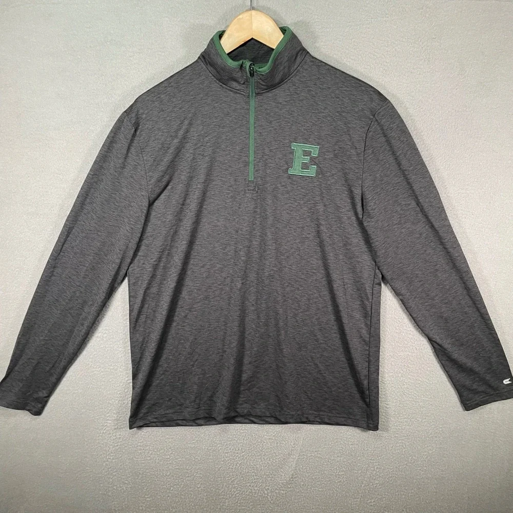Colosseum Quarter Zip Pullover Mens‎ Medium Gray Excellent EMU Eastern Michigan